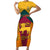 Sri Lanka Independence Day Short Sleeve Bodycon Dress Golden Lion Sinha Flag Style - Wonder Print Shop