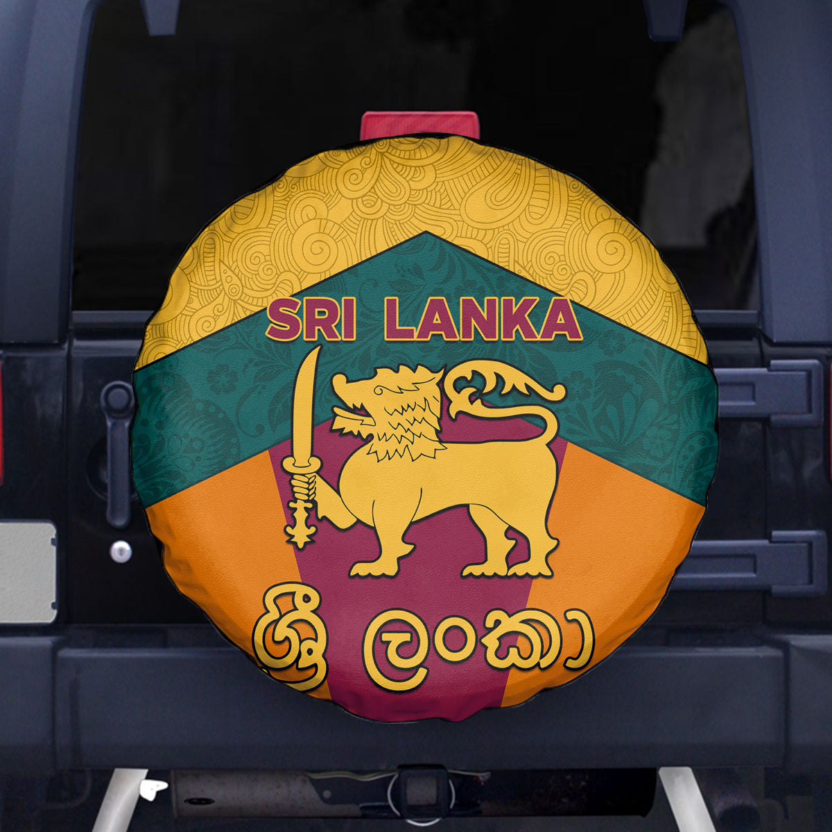 Sri Lanka Independence Day Spare Tire Cover Golden Lion Sinha Flag Style - Wonder Print Shop