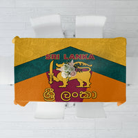 Flag-style tablecloth with golden lion emblem and “SRI LANKA” lettering