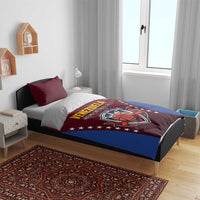 Maroon and blue basketball bedding set with Venezuela basketball graphic on duvet