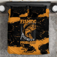 Fishing Solves Most of My Problems Bedding Set Grunge Style