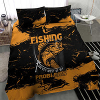 Fishing Solves Most of My Problems Bedding Set Grunge Style