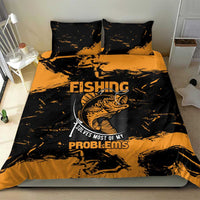 Fishing Solves Most of My Problems Bedding Set Grunge Style