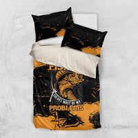 Fishing Solves Most of My Problems Bedding Set Grunge Style