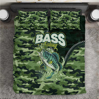 Bass Fishing Camouflage Bedding Set Zipper Stylized