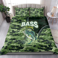 Bass Fishing Camouflage Bedding Set Zipper Stylized