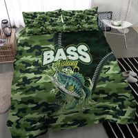 Bass Fishing Camouflage Bedding Set Zipper Stylized