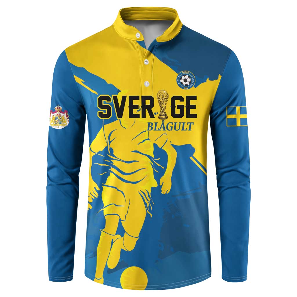 Custom Football 2026 Sweden Button Sweatshirt Sverige Blagult Tillsammans