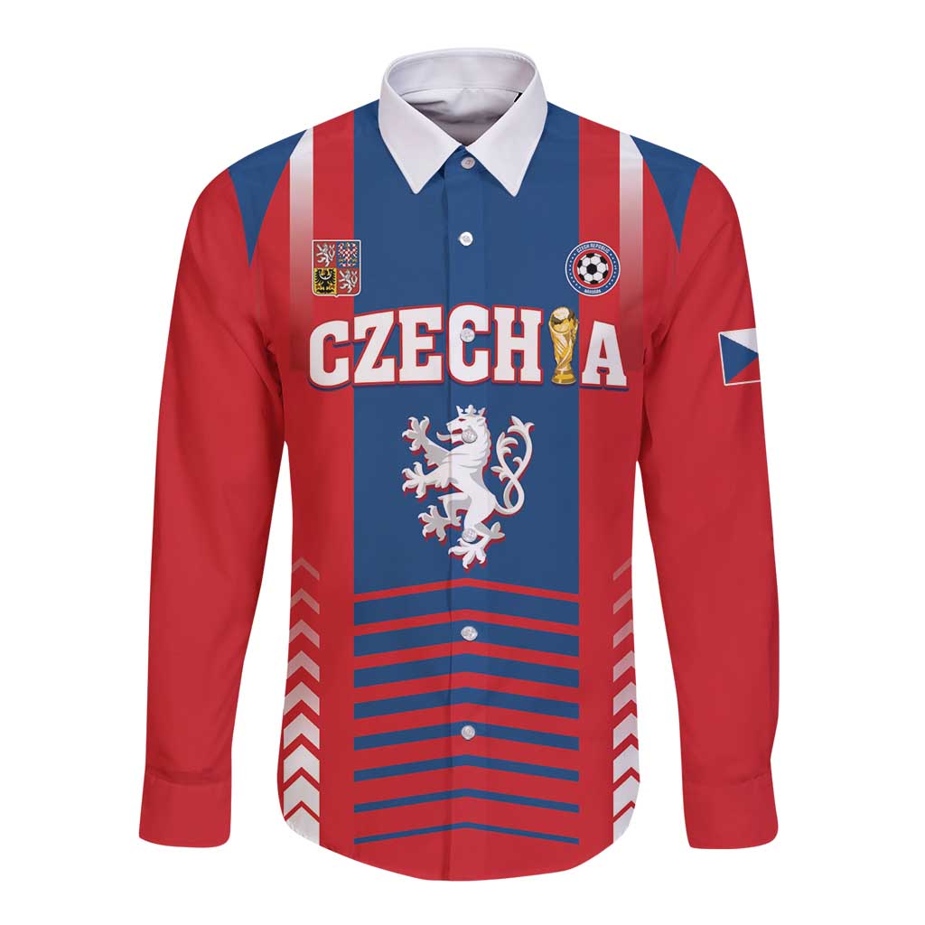 Custom Football 2026 Czechia Long Sleeve Button Shirt Czech Republic Proud Lions
