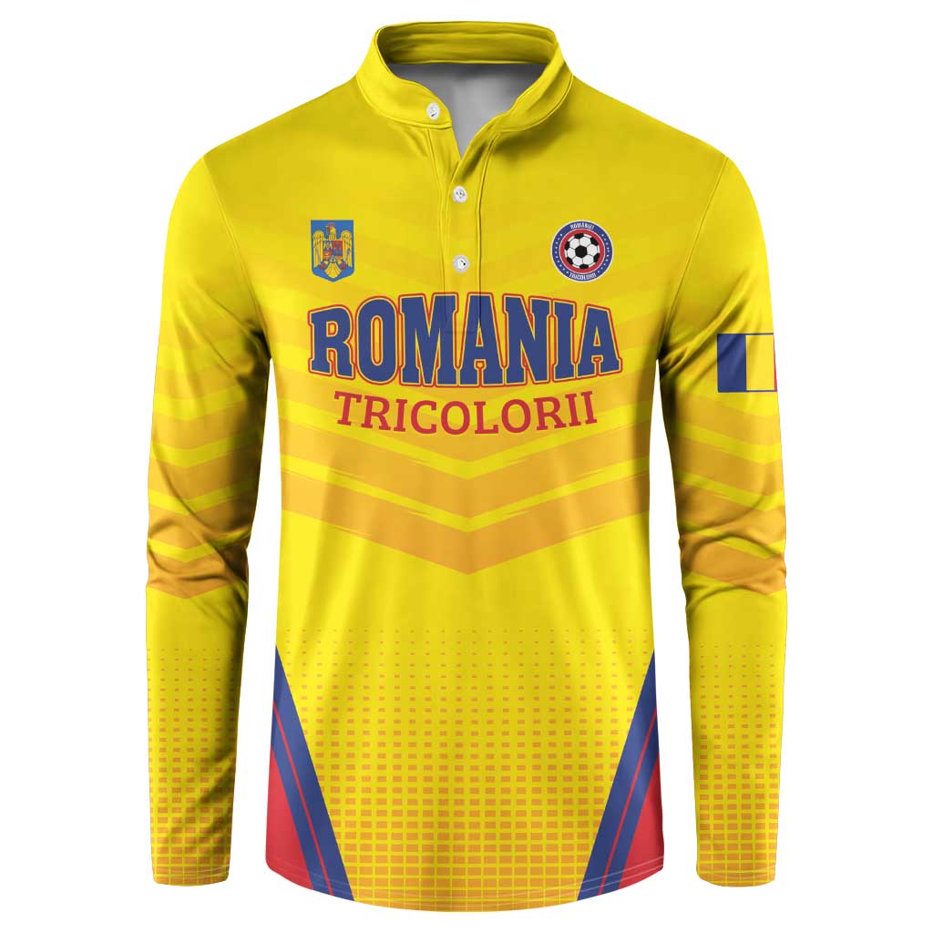 Custom Football Romania Button Sweatshirt Hai Tricolorii