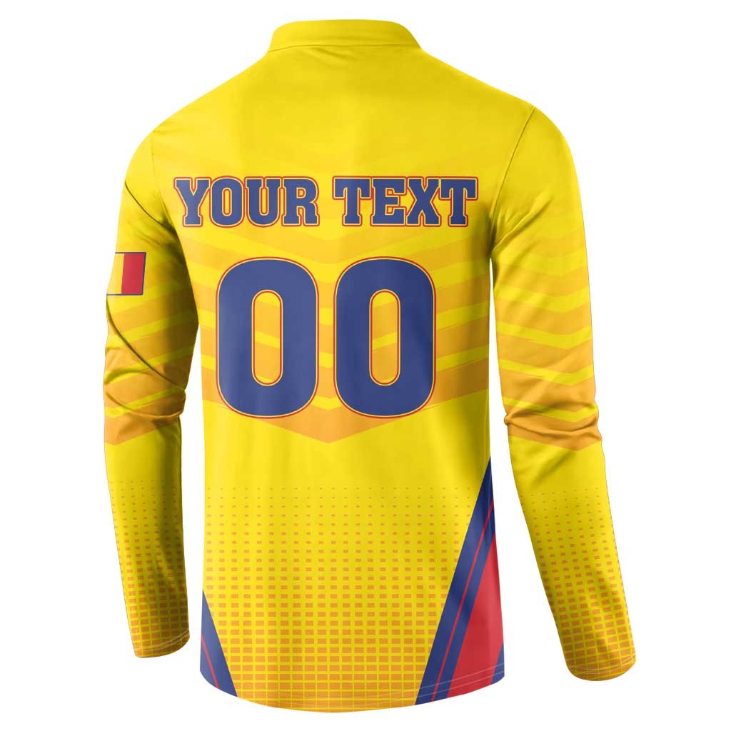 Custom Football Romania Button Sweatshirt Hai Tricolorii