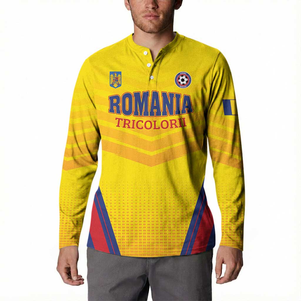 Custom Football Romania Button Sweatshirt Hai Tricolorii