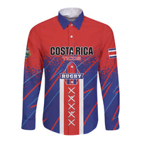 Custom Costa Rica Rugby Long Sleeve Button Shirt Ticos Go Champions