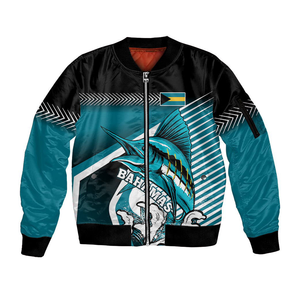 The Bahamas Sleeve Zip Bomber Jacket Bahamian Blue Marlin Special Version - Wonder Print Shop