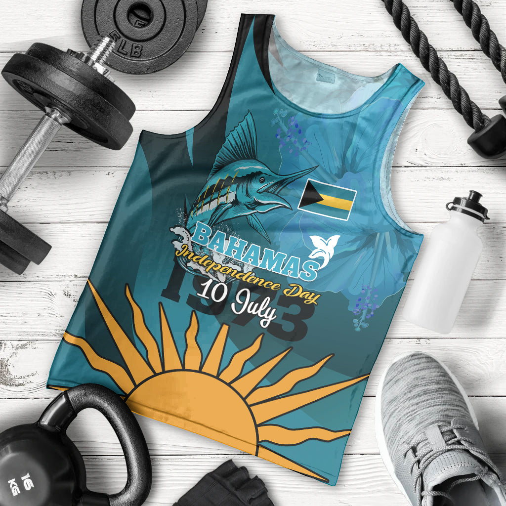 custom-10-july-the-bahamas-independence-day-men-tank-top-bahamian-blue-marlin-with-hibiscus