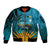 Custom 10 July The Bahamas Independence Day Sleeve Zip Bomber Jacket Bahamian Blue Marlin With Hibiscus - Wonder Print Shop