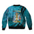 Custom 10 July The Bahamas Independence Day Sleeve Zip Bomber Jacket Bahamian Blue Marlin With Hibiscus - Wonder Print Shop