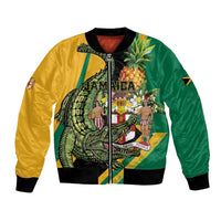 Personalized Jamaica Crocodile Bomber Jacket Pineapple Tropical Style - Wonder Print Shop