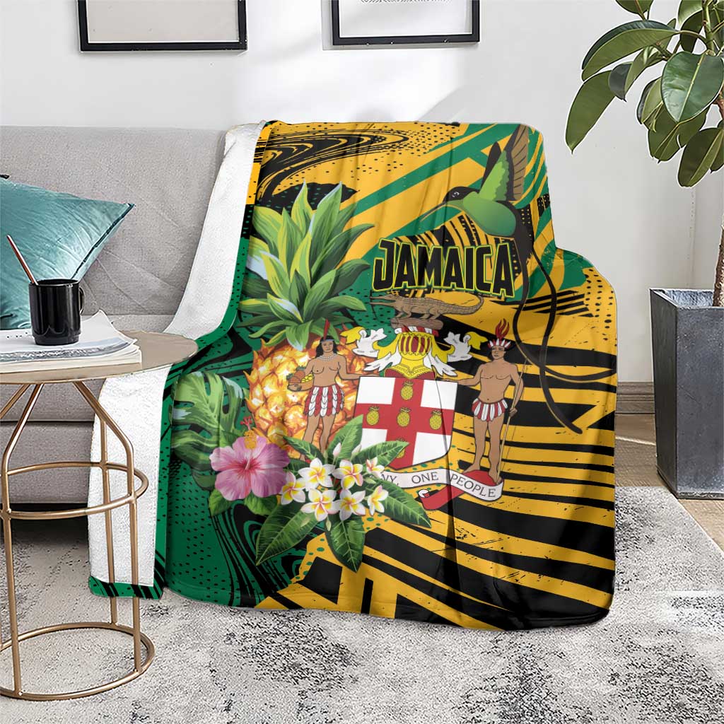 Jamaica Red-billed Streamertail Blanket Pineapple Tropical Style - Wonder Print Shop