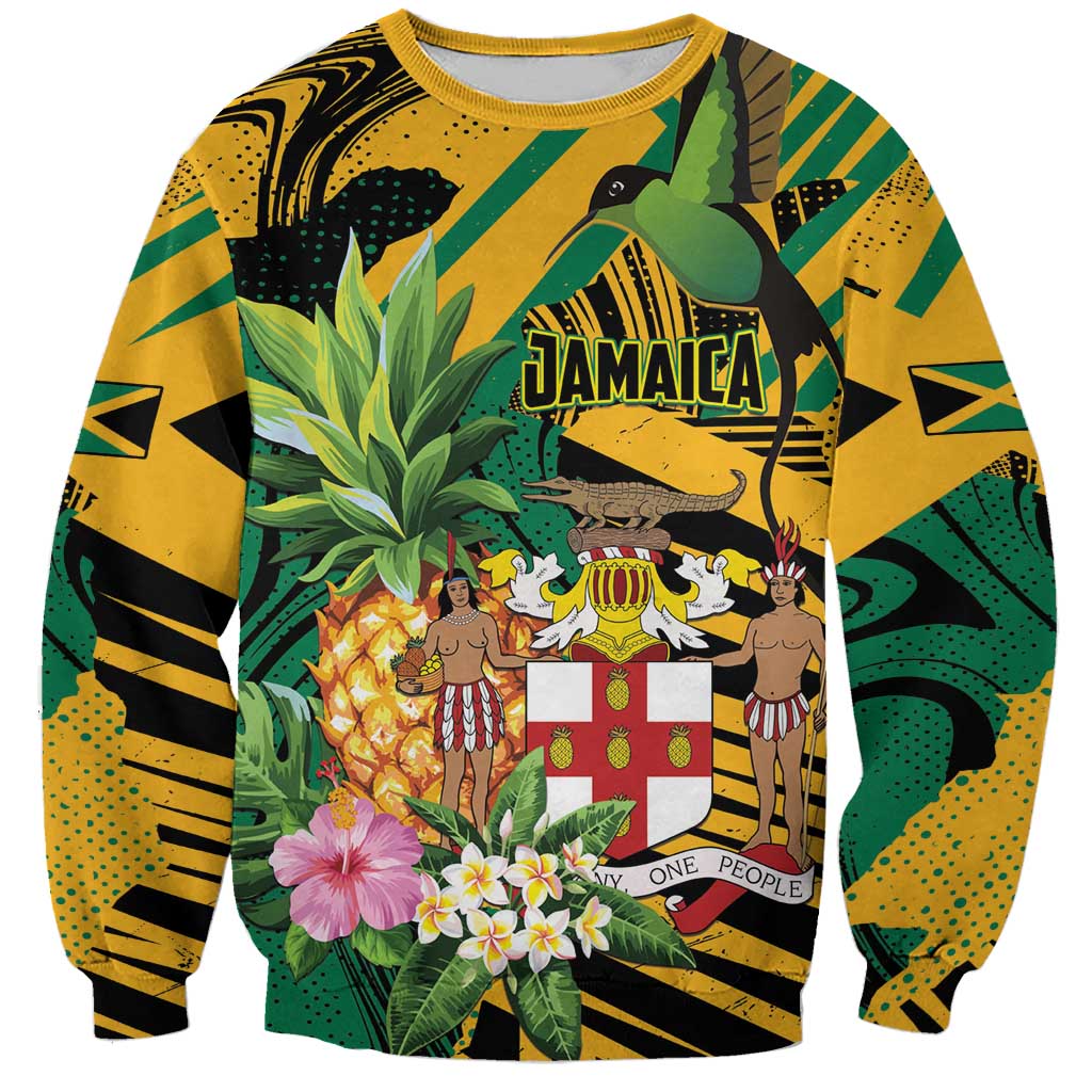 Personalized Jamaica Red-billed Streamertail Sweatshirt Pineapple Tropical Style - Wonder Print Shop