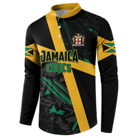 Custom Rugby Jamaica Crocs Button Sweatshirt Cool Runnings on Grass - Wonder Print Shop