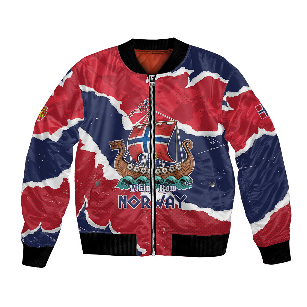 Custom Norway 2026 Soccer Bomber Jacket Vikings Keep Rowing