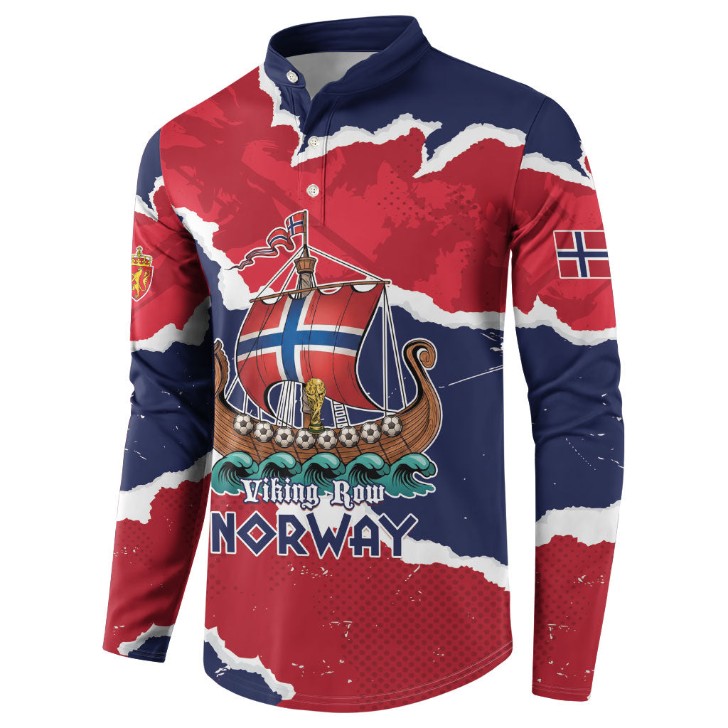 Custom Norway 2026 Soccer Button Sweatshirt Vikings Keep Rowing