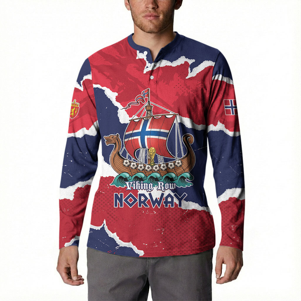 Custom Norway 2026 Soccer Button Sweatshirt Vikings Keep Rowing