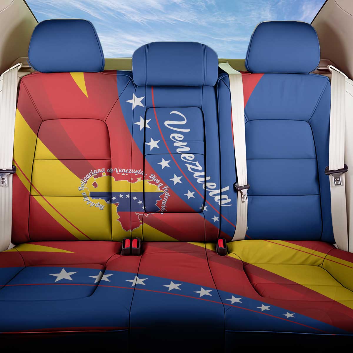 Venezuela Back Car Seat Cover Dios y Federacion Curve Star - Wonder Print Shop