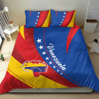 Venezuela bedding set with two matching pillow shams, blue-red-yellow flag design and script.