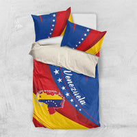 Venezuela flag bedding set with duvet cover and two pillow shams, crest and “Venezuela” text.