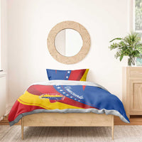 Venezuela bedding set with duvet cover and pillow shams featuring flag colors and “Venezuela” script.