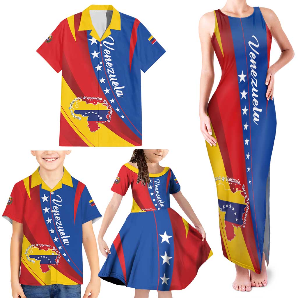 Personalized Venezuela Family Matching Tank Maxi Dress and Hawaiian Shirt Dios y Federacion Curve Star - Wonder Print Shop