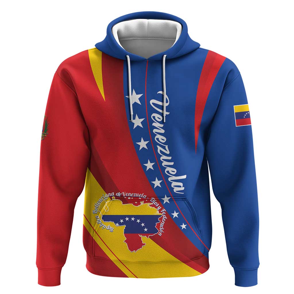 Personalized Venezuela Hoodie Dios y Federacion Curve Star - Wonder Print Shop