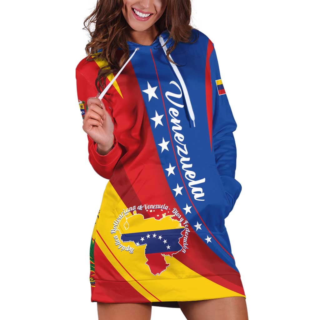 Personalized Venezuela Hoodie Dress Dios y Federacion Curve Star - Wonder Print Shop