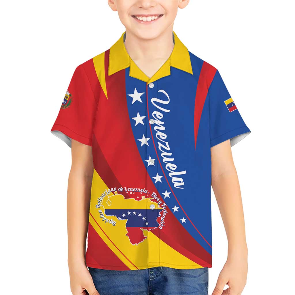 Personalized Venezuela Kid Hawaiian Shirt Dios y Federacion Curve Star - Wonder Print Shop