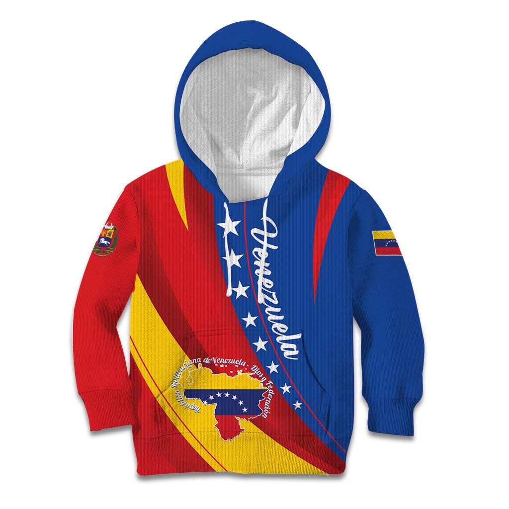 Personalized Venezuela Kid Hoodie Dios y Federacion Curve Star - Wonder Print Shop