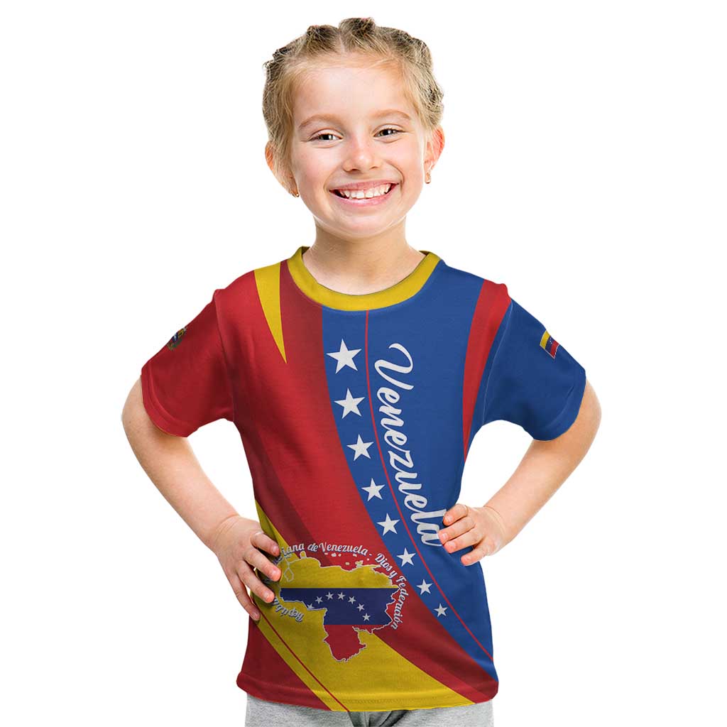 Personalized Venezuela Kid T Shirt Dios y Federacion Curve Star - Wonder Print Shop