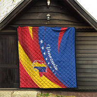Venezuela themed quilt blanket hanging in doorway, red yellow blue stripes with star crest