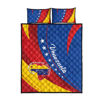Venezuela flag quilt bed set with quilted cover and two pillows, blue red yellow design