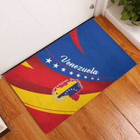 Rectangular colorful Venezuela flag rubber doormat with 'Venezuela' script
