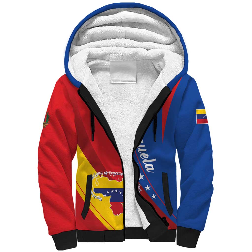 Personalized Venezuela Sherpa Hoodie Dios y Federacion Curve Star - Wonder Print Shop