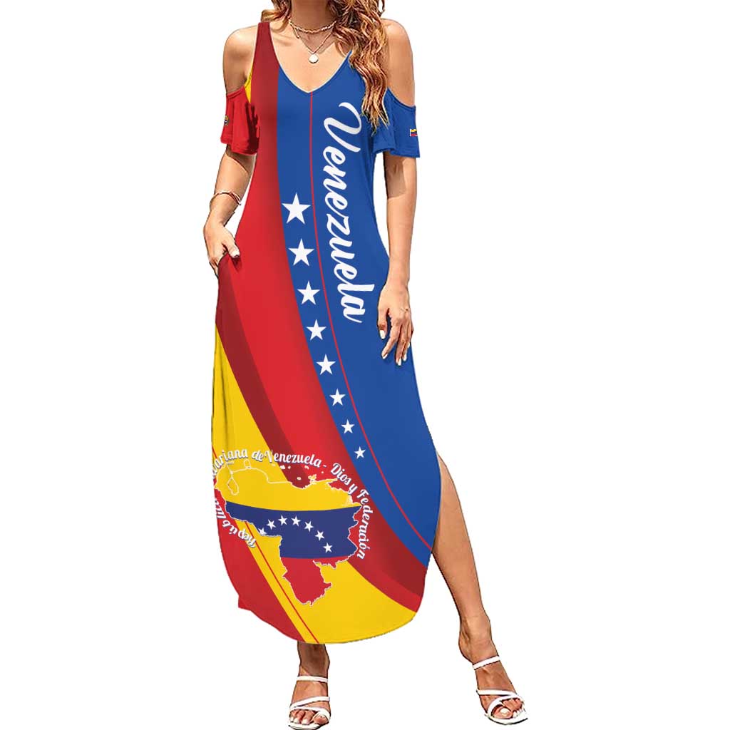 Personalized Venezuela Summer Maxi Dress Dios y Federacion Curve Star - Wonder Print Shop