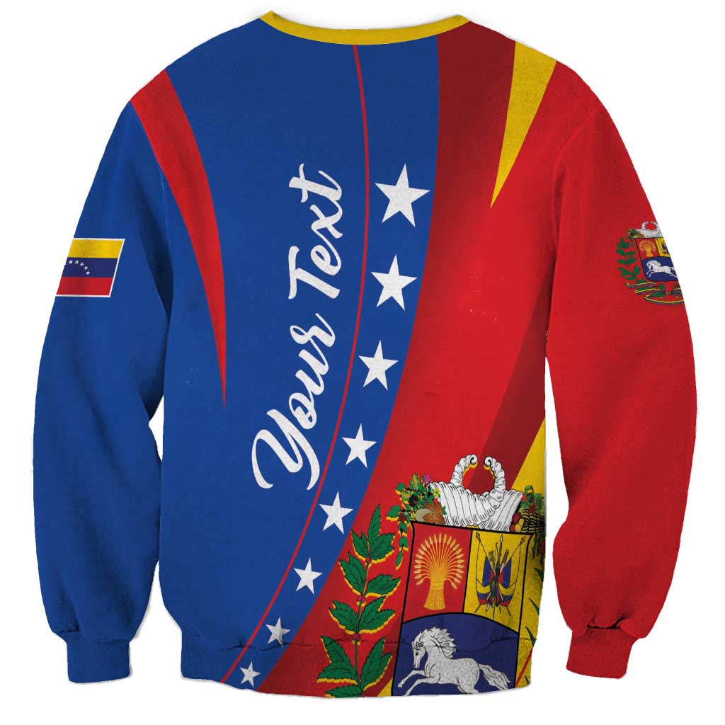 Unisex colorful sweatshirt back with diagonal flag stripes, star panel, and crest graphic