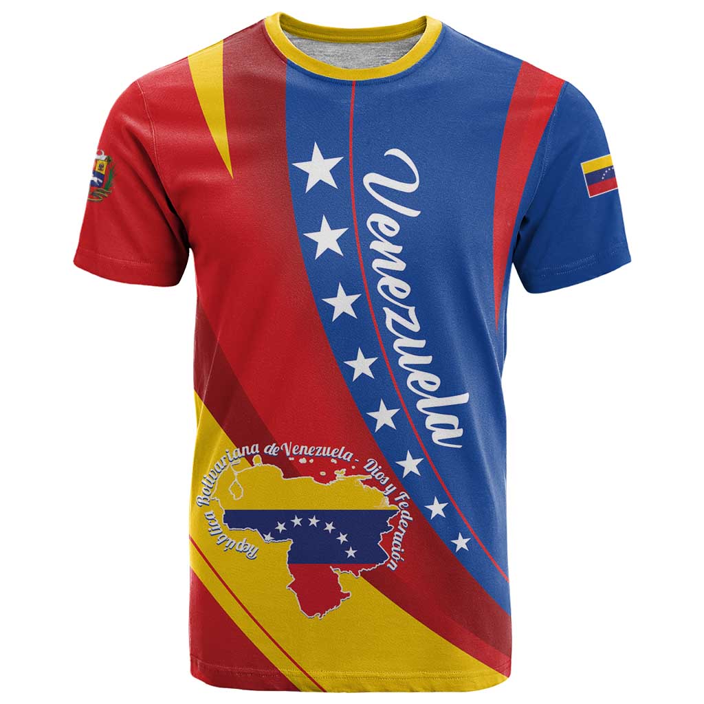 Personalized Venezuela T Shirt Dios y Federacion Curve Star - Wonder Print Shop