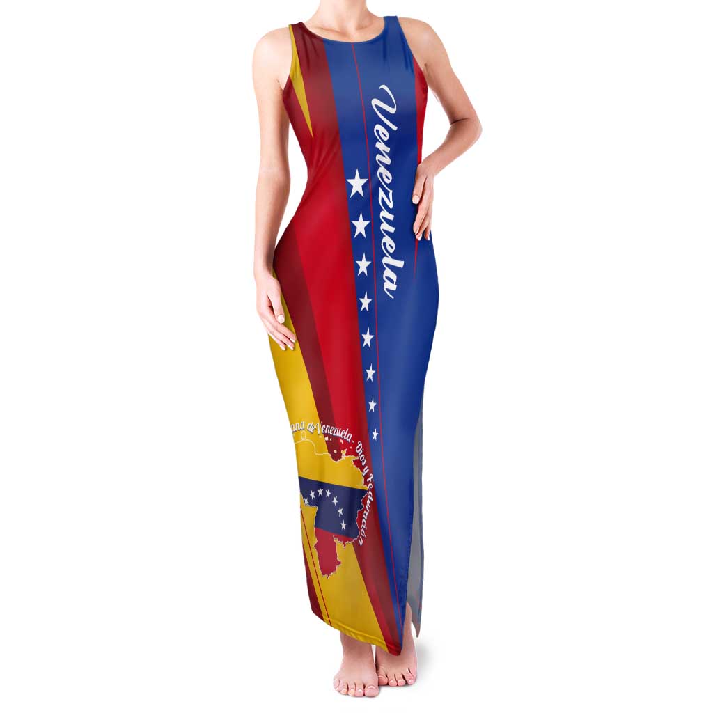 Personalized Venezuela Tank Maxi Dress Dios y Federacion Curve Star - Wonder Print Shop