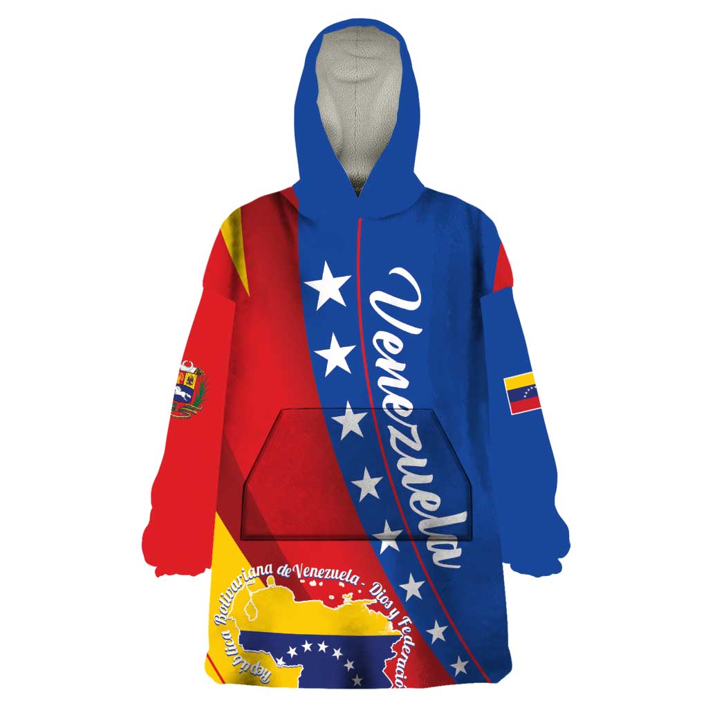 Personalized Venezuela Wearable Blanket Hoodie Dios y Federacion Curve Star - Wonder Print Shop