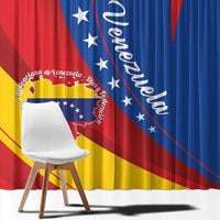 Venezuela flag window curtain close-up, red and blue diagonal stripes with white stars