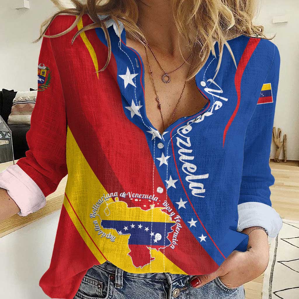 Personalized Venezuela Women Casual Shirt Dios y Federacion Curve Star