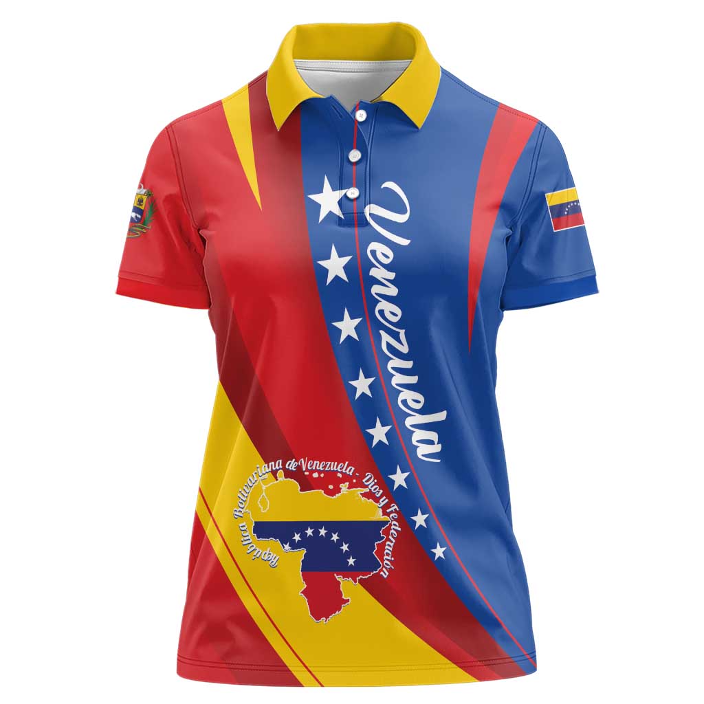 Personalized Venezuela Women Polo Shirt Dios y Federacion Curve Star - Wonder Print Shop